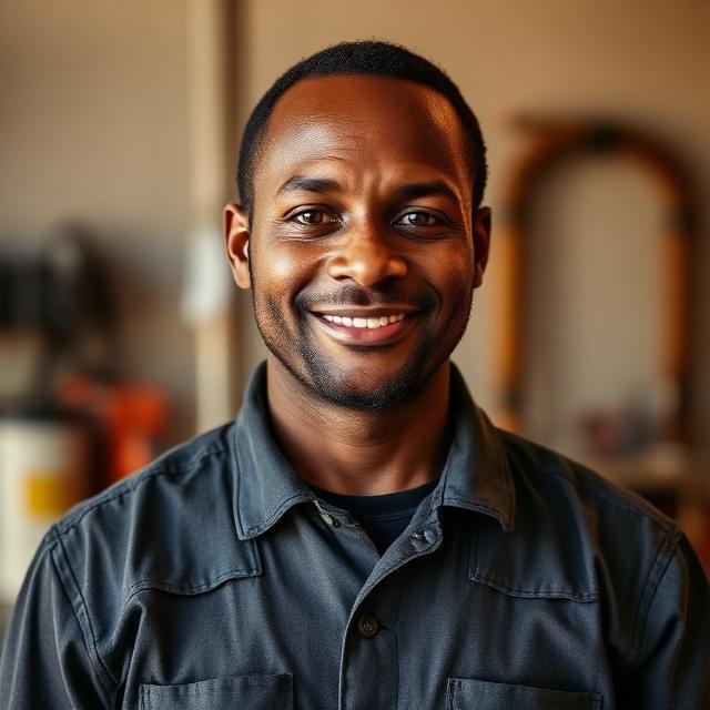 Portrait of Henry Tumwine, mechanics in Jinja