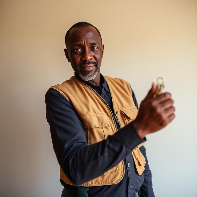 Portrait of Samson Wamala, locksmiths in Kampala
